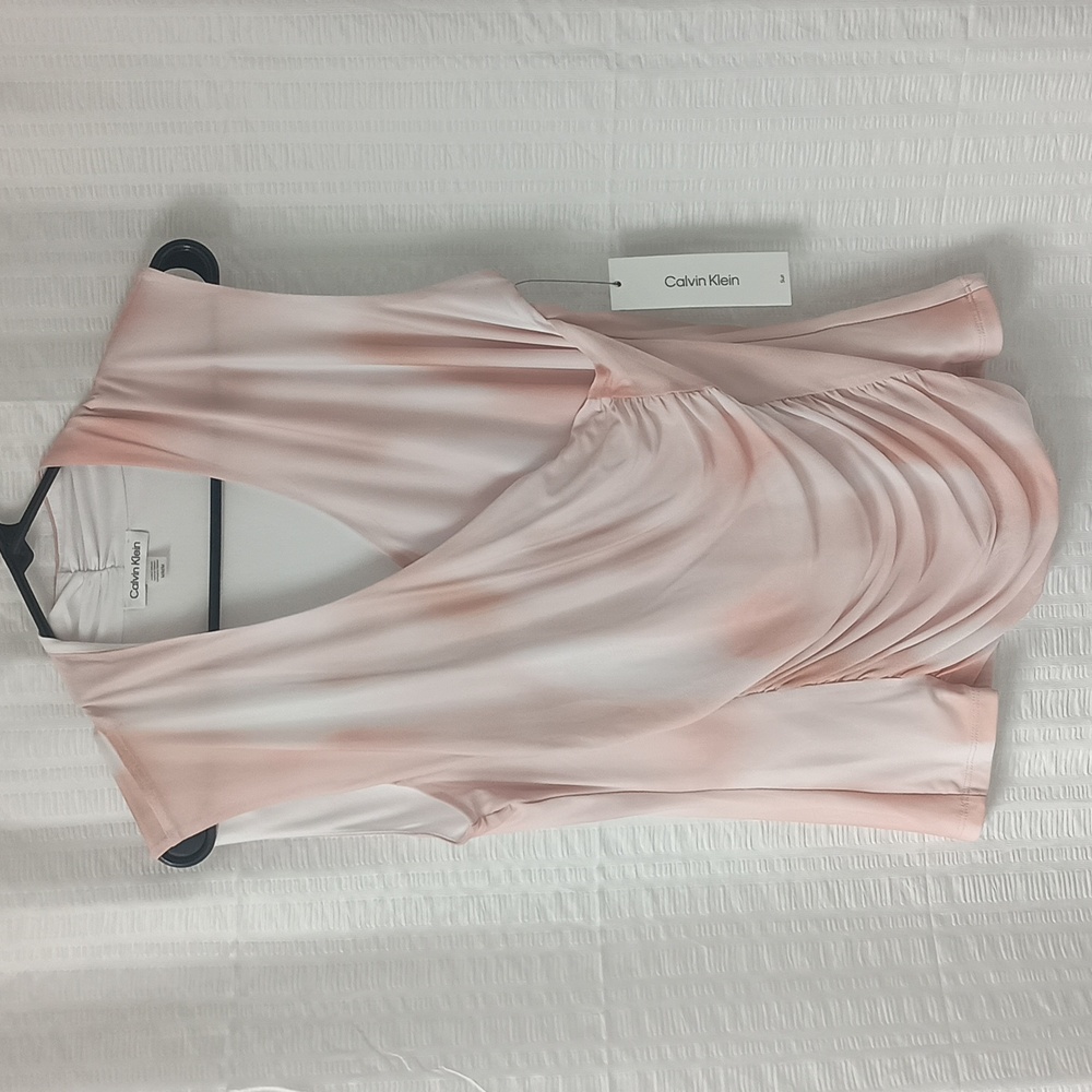 Calvin Klein Surplice V Neck Ruched Sleeveless Top M